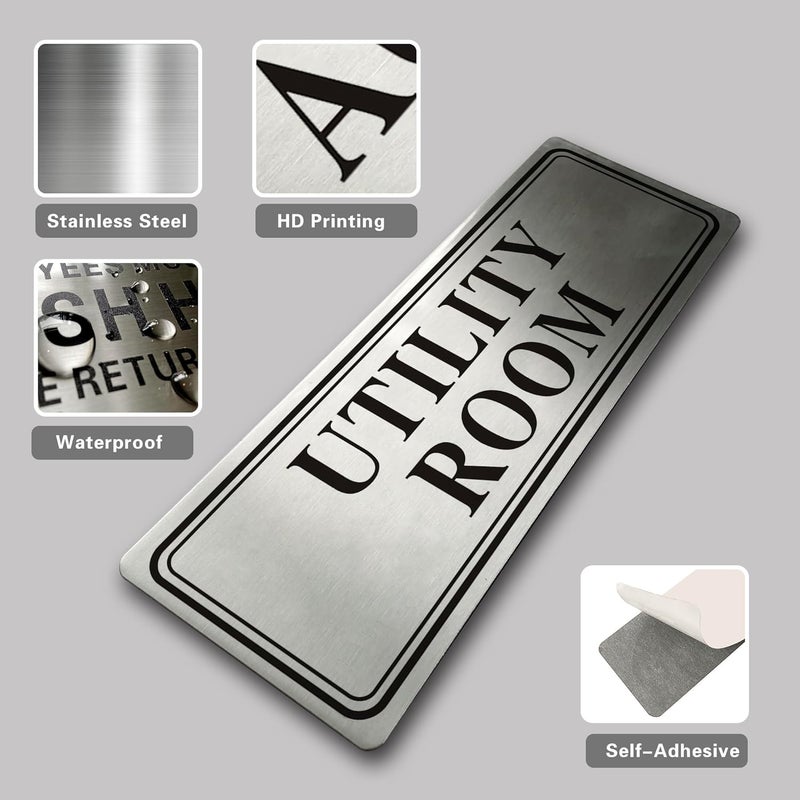 LEMBANG Metal Stainless Steel Authorized Personnel Only Sign，9x3in (Utility Room) - Image 2